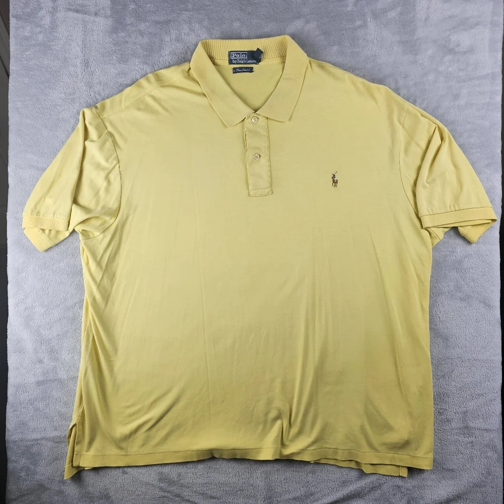 Ralph Lauren Polo Pima Cotton Short Sleeve Mens Size 3XB Yellow Flesh pony